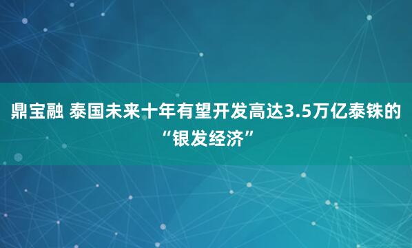 鼎宝融 泰国未来十年有望开发高达3.5万亿泰铢的“银发经济”