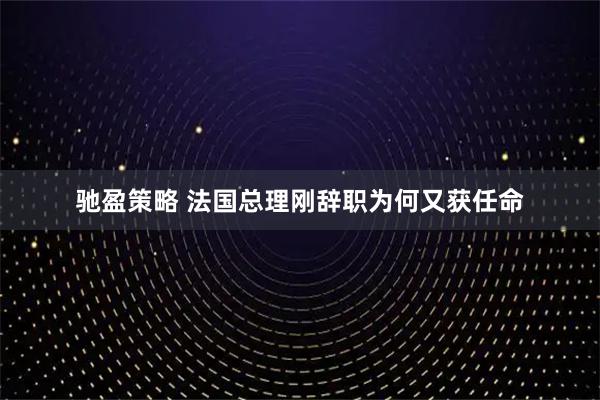 驰盈策略 法国总理刚辞职为何又获任命