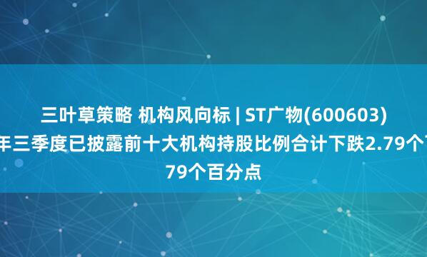 三叶草策略 机构风向标 | ST广物(600603)2025年三季度已披露前十大机构持股比例合计下跌2.79个百分点