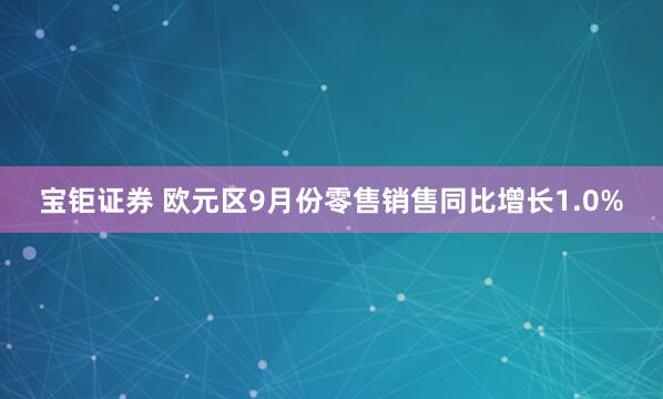 宝钜证券 欧元区9月份零售销售同比增长1.0%